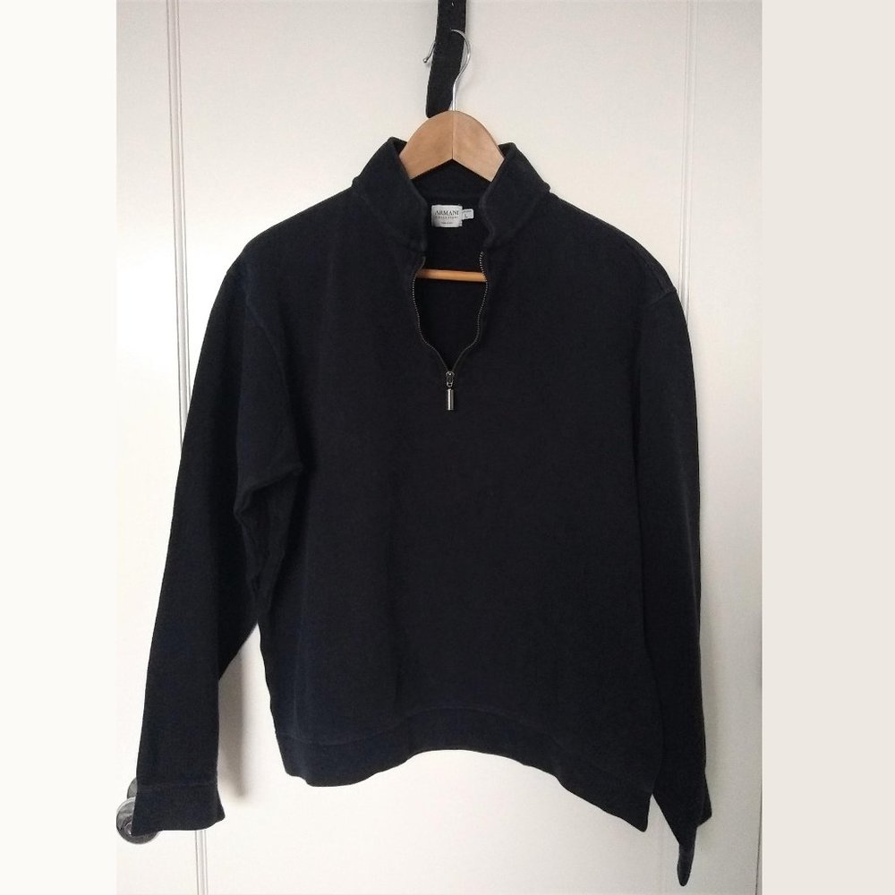 Armani Navy Zip Up Sweatshirt (Large)